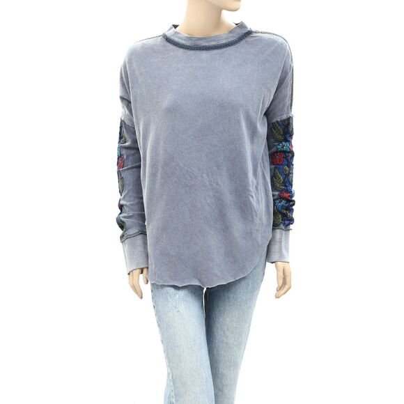 Free People We The Free Floral Embroidered Tunic Top Long Sleeve Cotton S 258476 - Picture 1 of 6